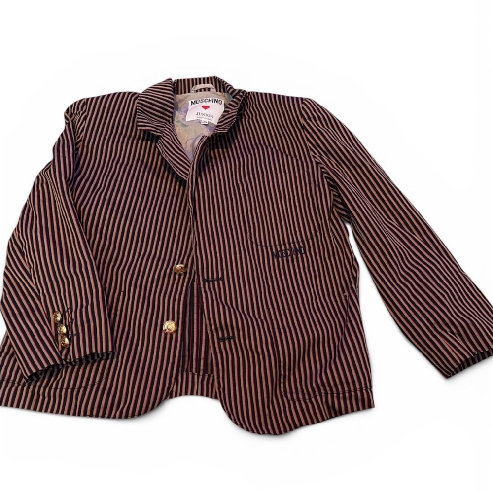 Moschino Kids Red and Black Striped Blazer Jacket